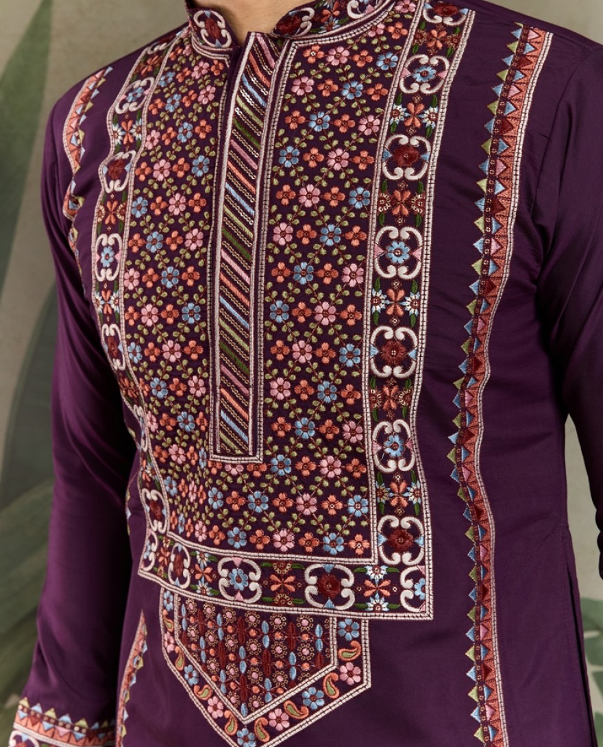 61302-purple - Colors of Tradition –  Purple Statement Kurtas for Every Celebration